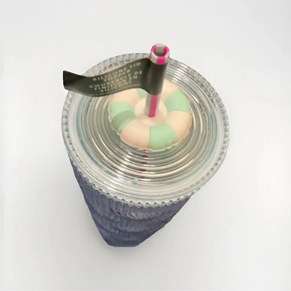 NWT Starbucks Shell Color Shifting Blue Pool Floaty Straw Topper Charm Tumbler